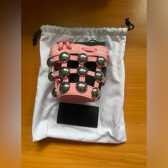 ALEXANDER WANG MINI ROXY Bag CAGED SUEDE KEYCHAIN PINK NWT $600 # 1 - Picture 8 of 16